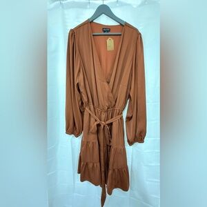 Long sleeve burn orange dress